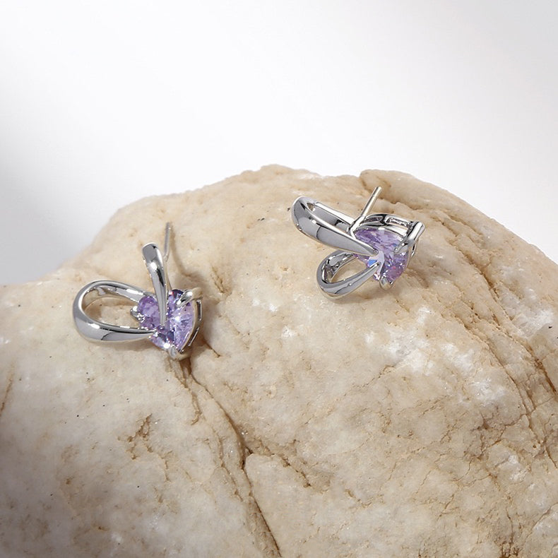 Purple Rabbit Ear Zircon Earrings