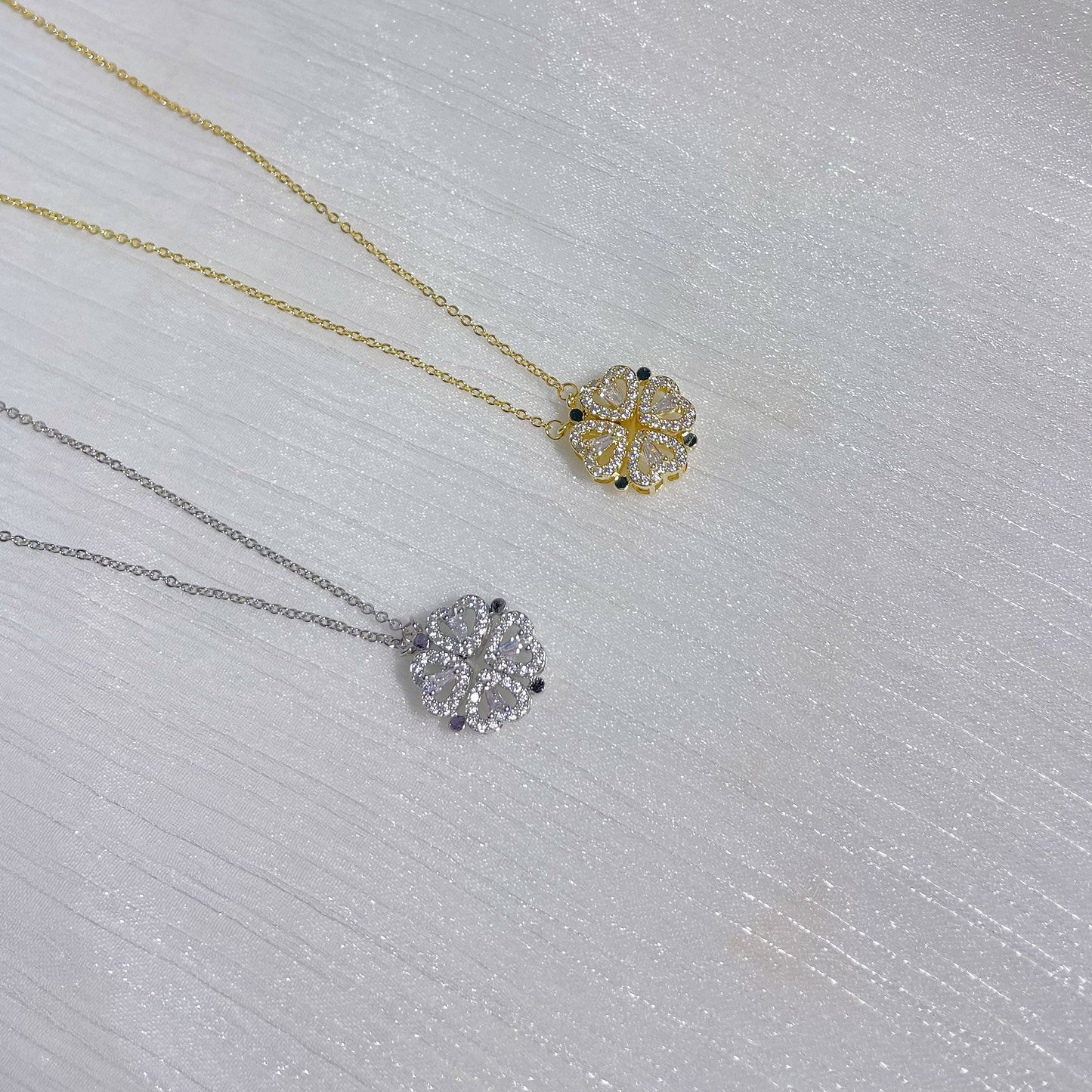 Heart Zircon Necklace, Four-leaf Clover Zircon Clavicle Chain