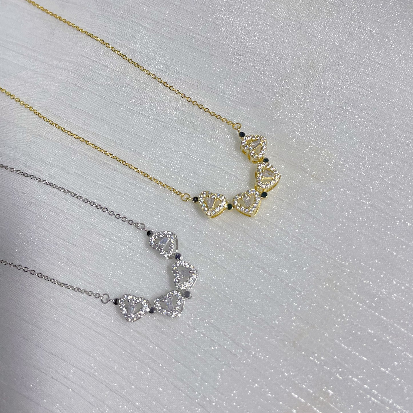 Heart Zircon Necklace, Four-leaf Clover Zircon Clavicle Chain