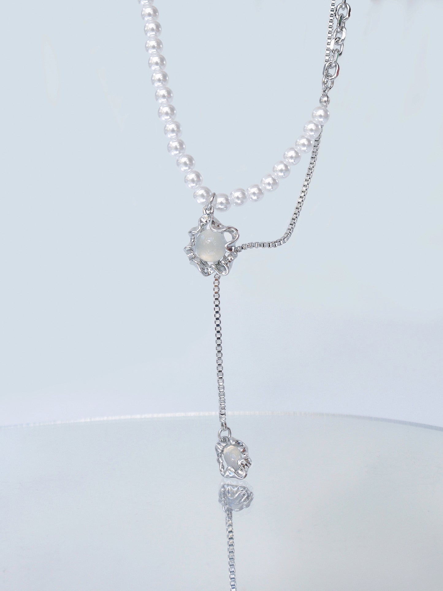 Pearl Moonstone Pendant Necklace