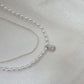 [Sparkling] Zircon Pearl Necklace, Dual Purpose Clavicle Chain
