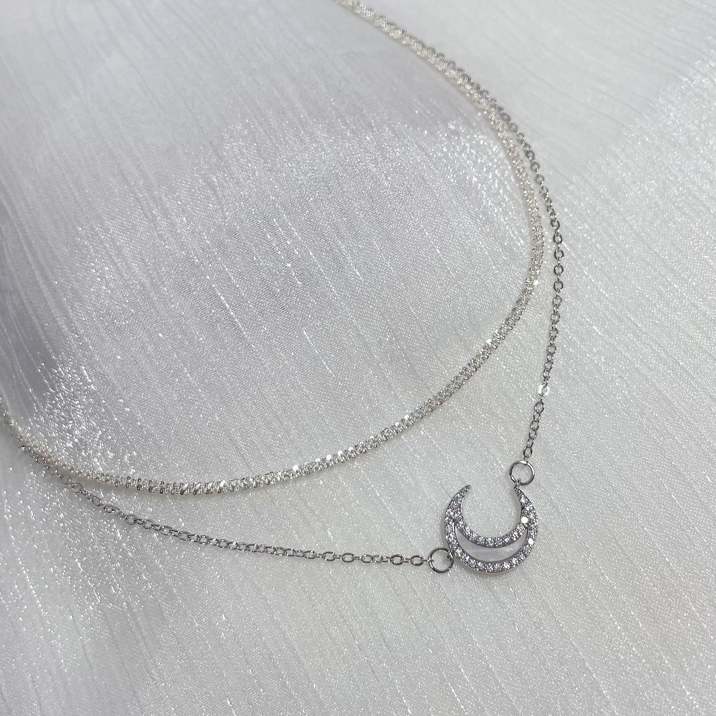 Moon Zircon Double Layer Necklace