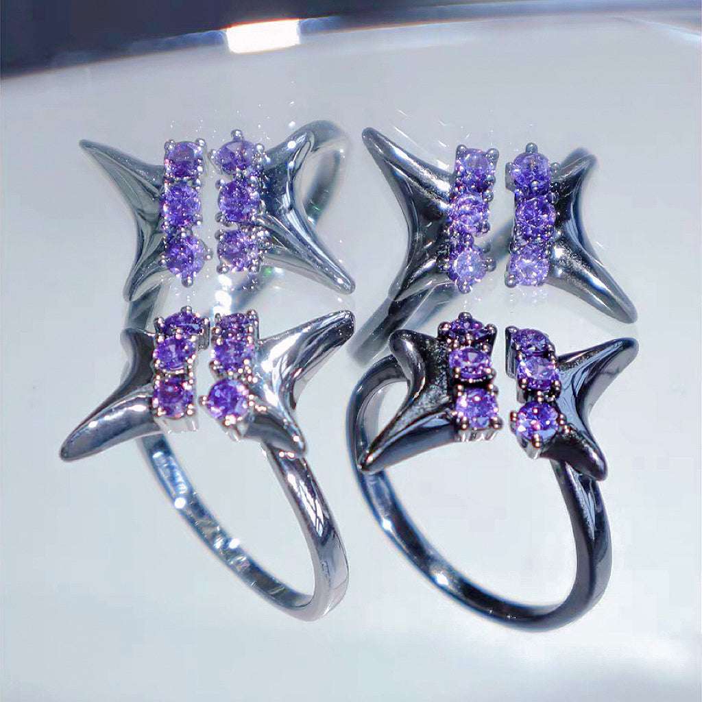 Purple Zircon Star Open Ring