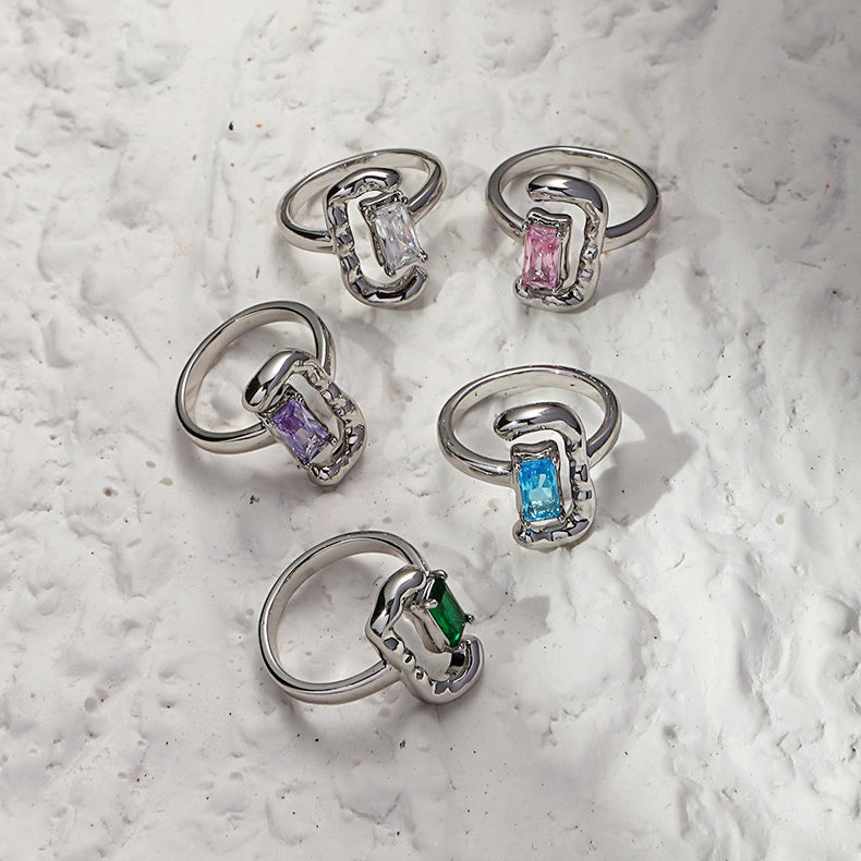 Colorful Diamond Open Ring