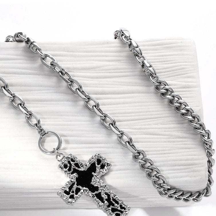 Cross Necklace, Metal Lava Clavicle Chain