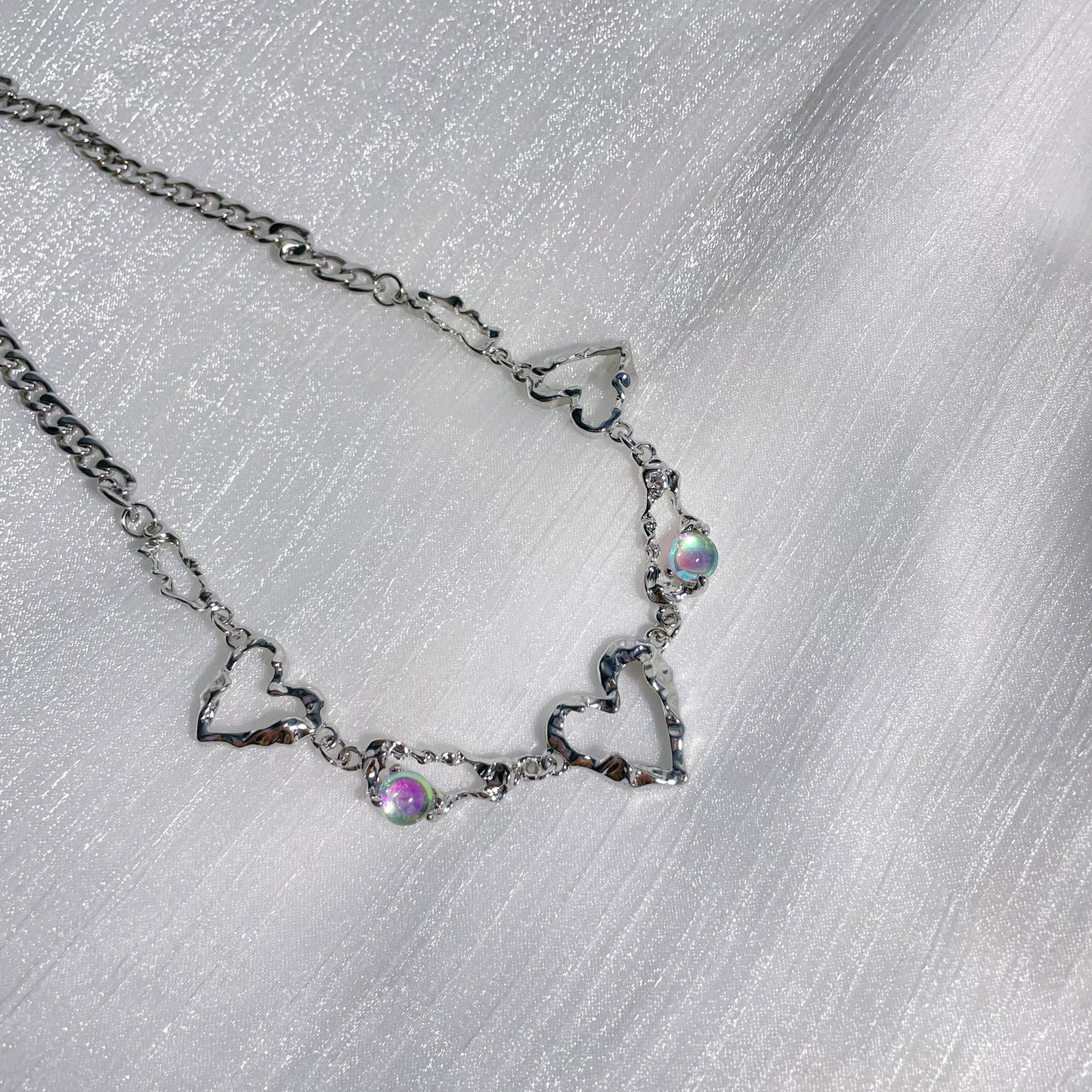 Hollow Heart Stitching Zircon Necklace