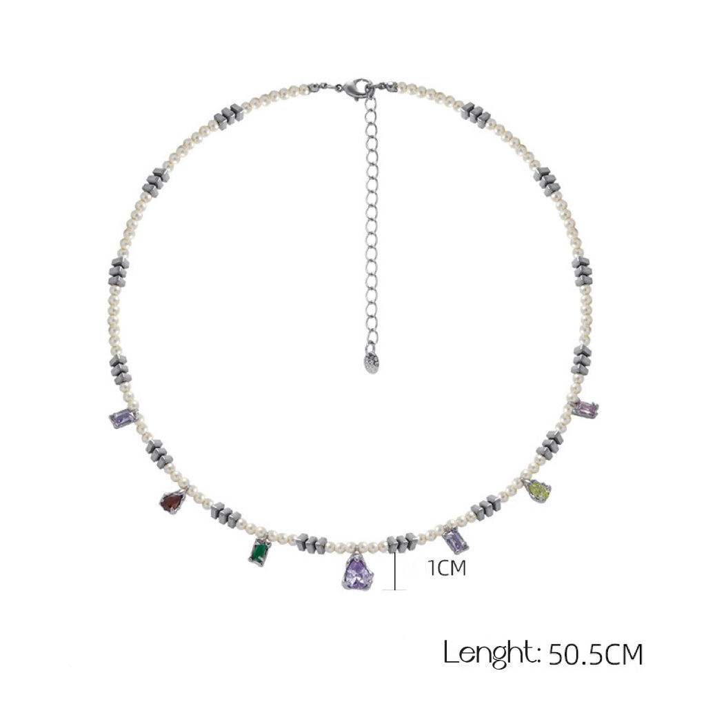 Bohemian Pearl Zircon Necklace