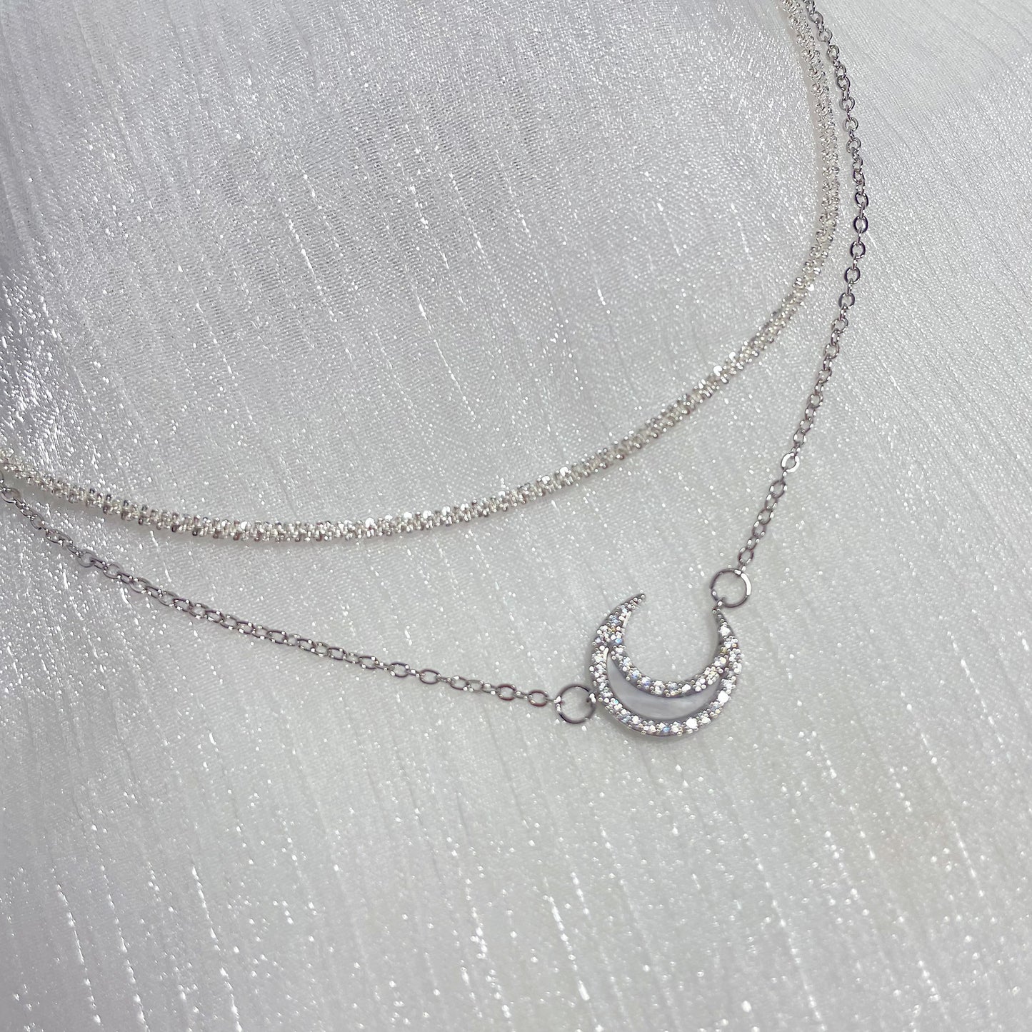 Moon Zircon Double Layer Necklace