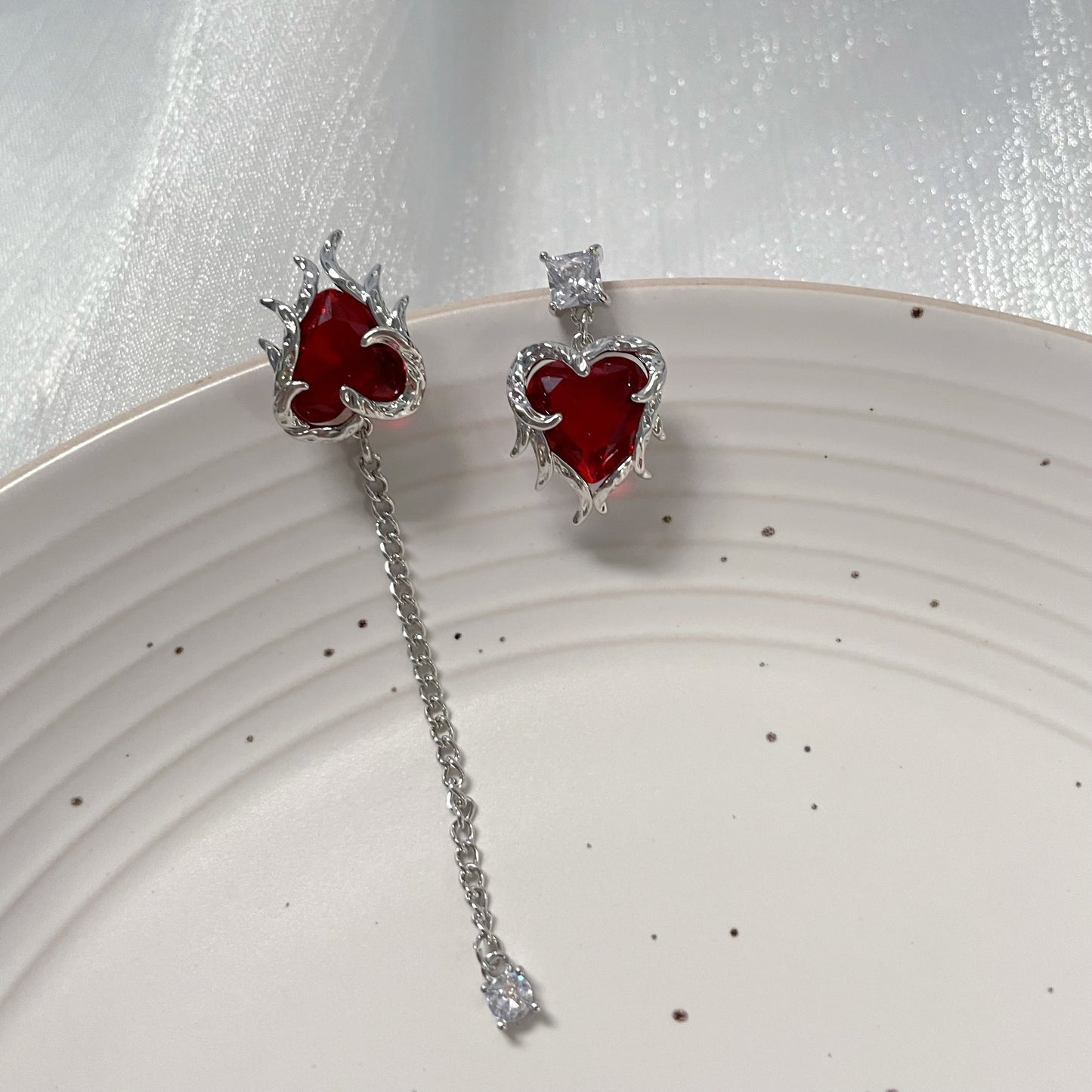 Ruby Tassel Zircon Earrings