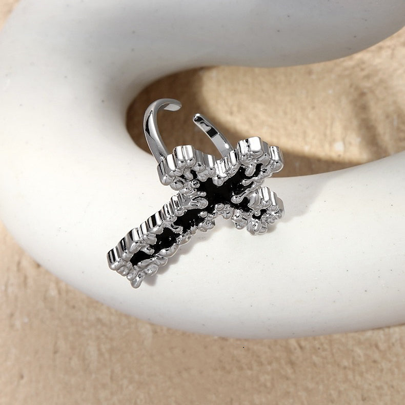 Metal Lava Cross Ring