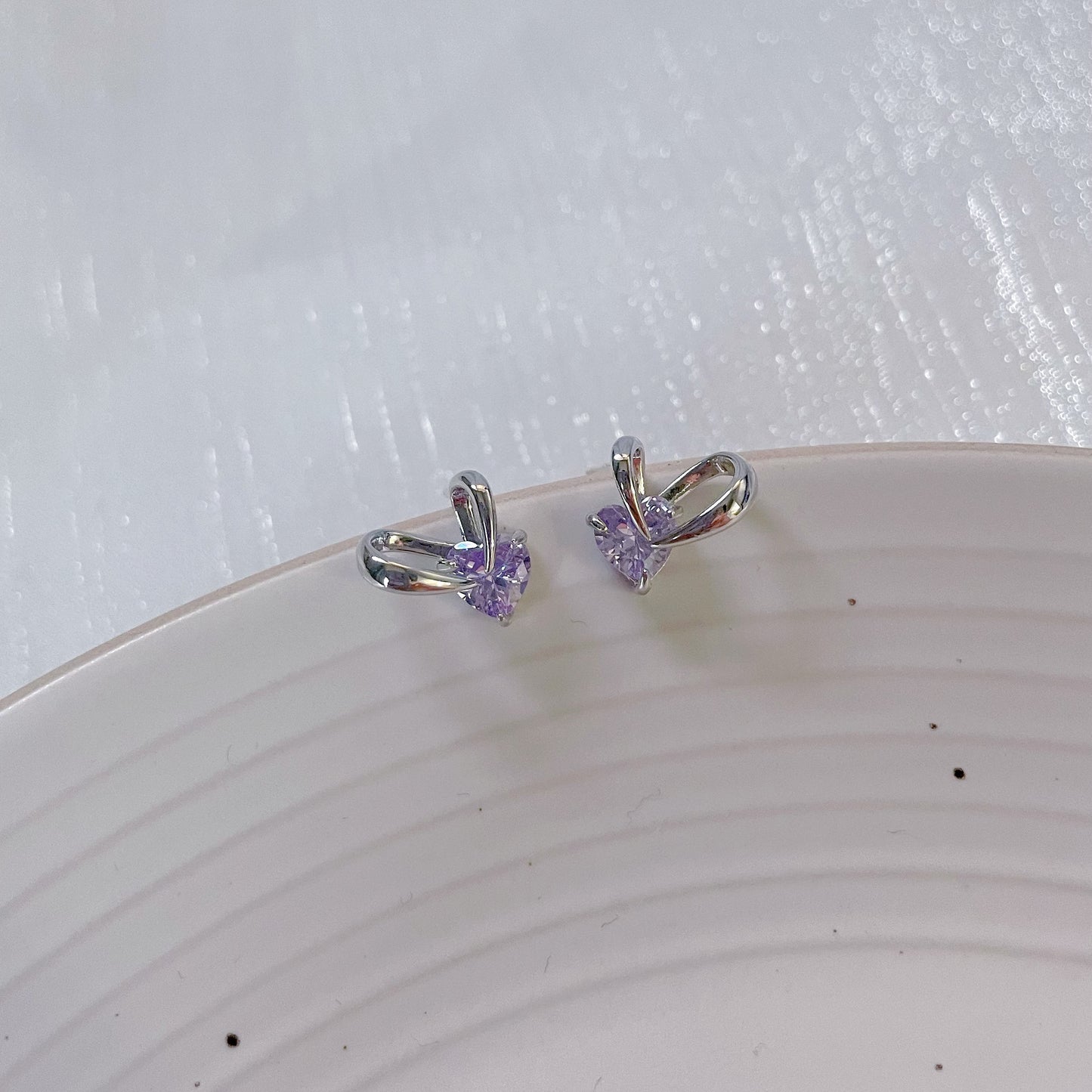 Purple Rabbit Ear Zircon Earrings