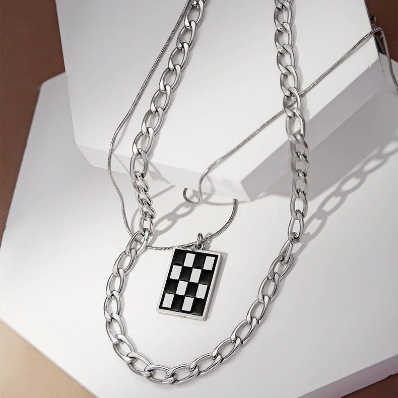 Drip Oil Checkered Sweater Chain