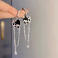 Black Heart Tassel Earrings