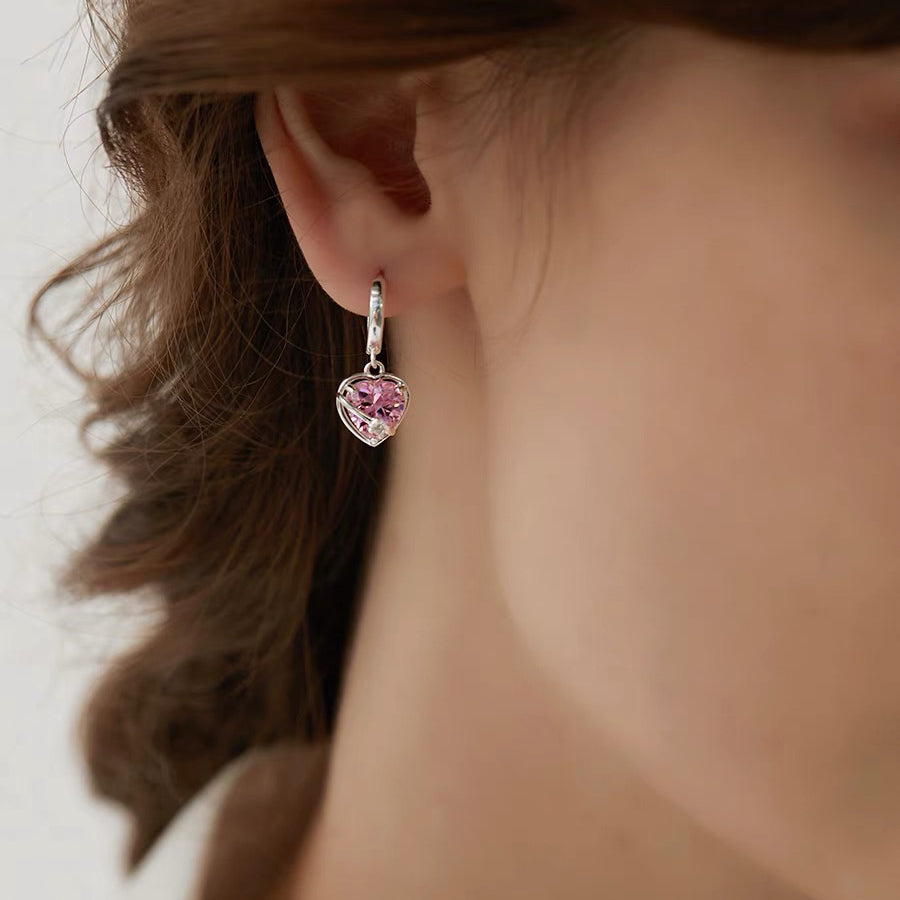 Pink Zircon Love Earrings