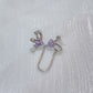 Purple Rabbit Ear Zircon Tassel Earrings