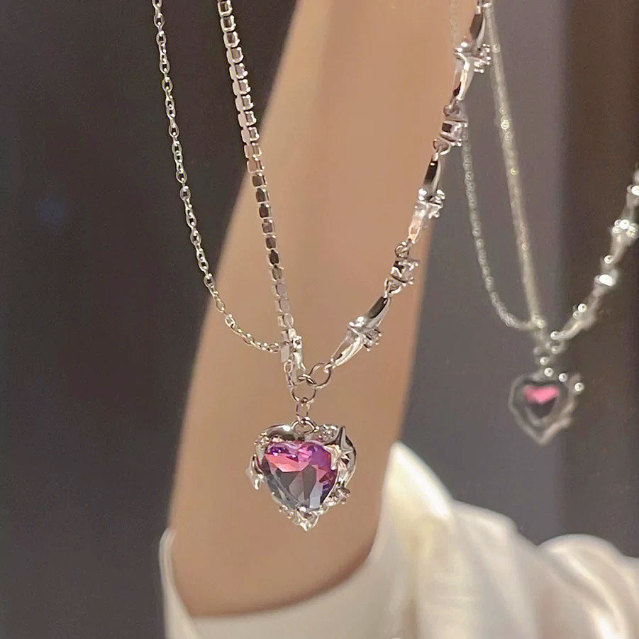 Purple Zircon Heart Necklace