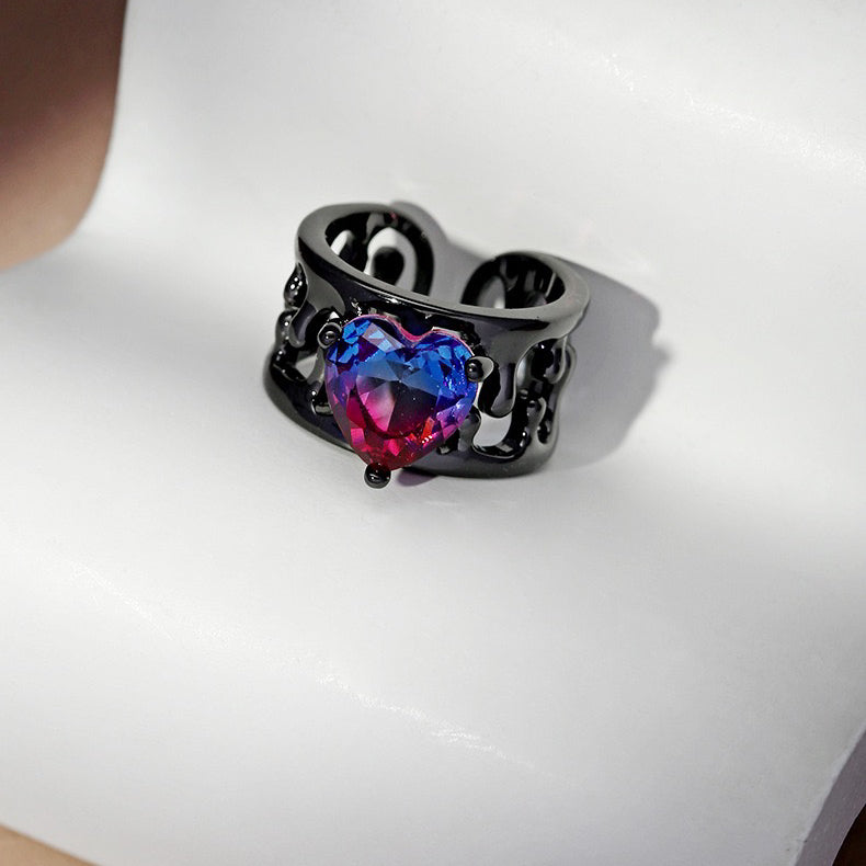 Cutout Lava Purple Gradient Heart Open Ring