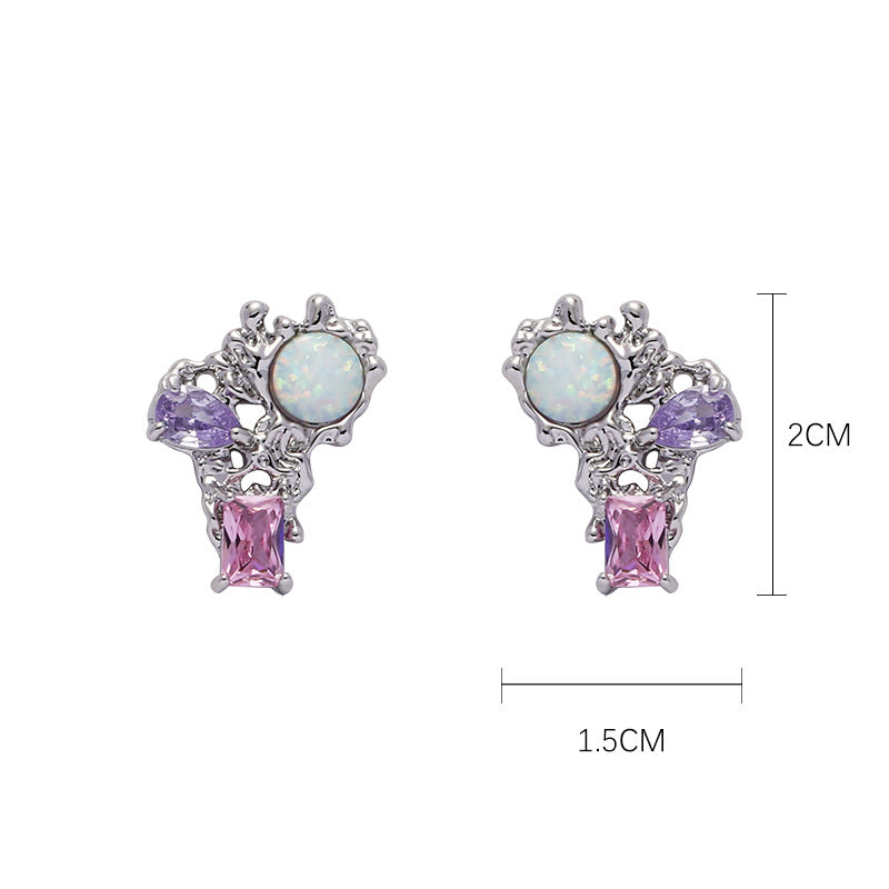 Opal Earrings, Colored Zircon Earrings