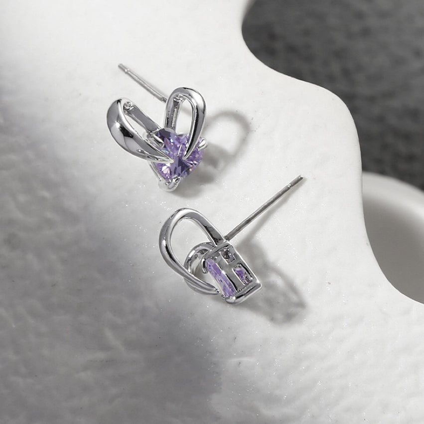 Purple Rabbit Ear Zircon Earrings