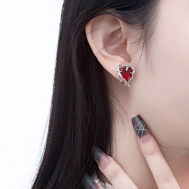 Ruby Tassel Zircon Earrings