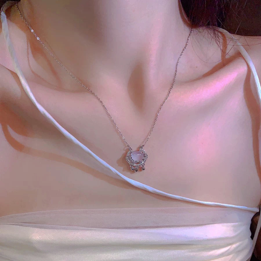 Angel Wings Heart Necklace,Moonstone Minority Necklace