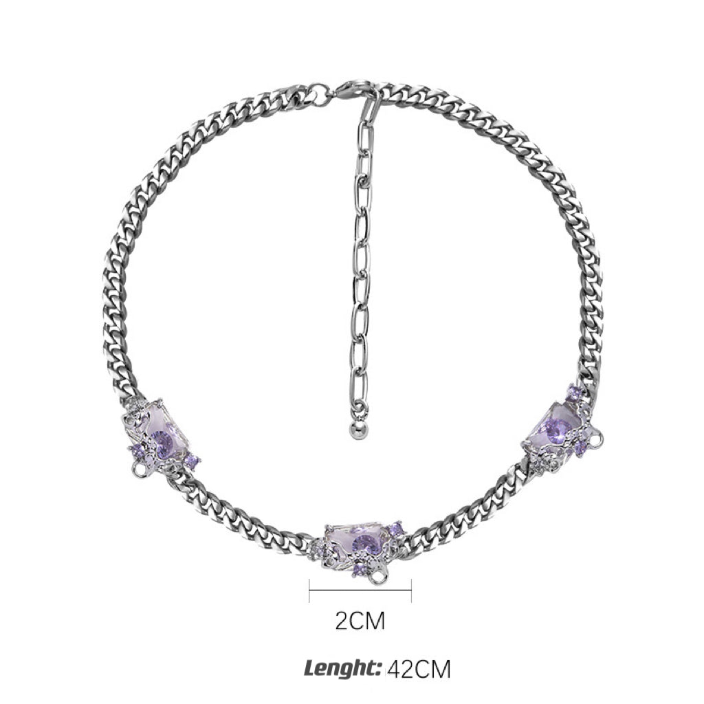 Purple Zircon Necklace，Purple Zircon Bracelet