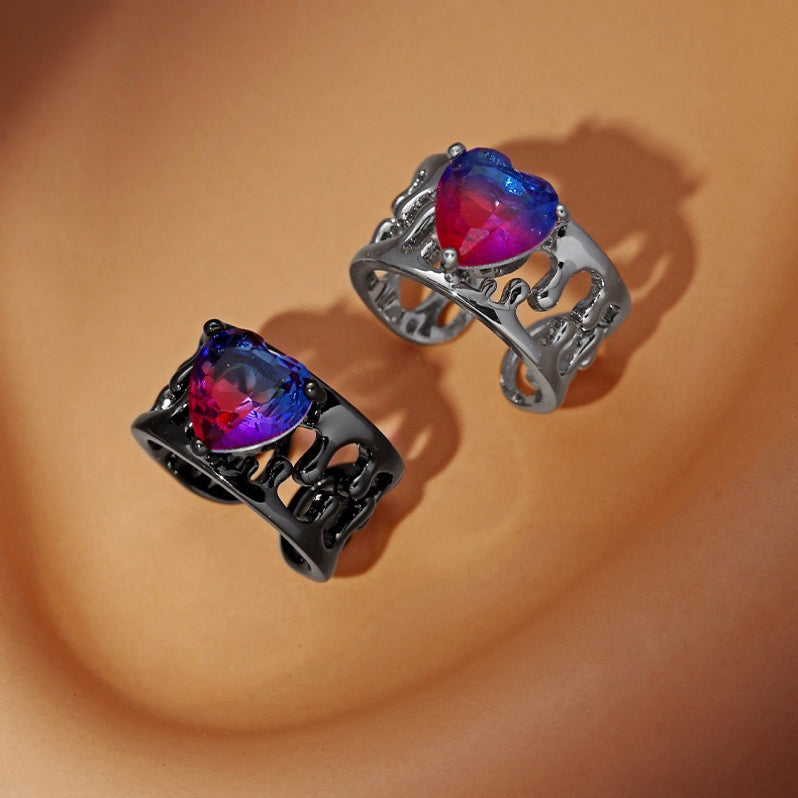 Cutout Lava Purple Gradient Heart Open Ring