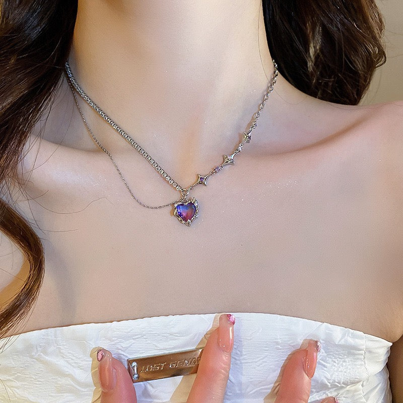 Purple Zircon Heart Necklace