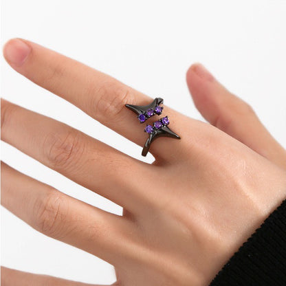 Purple Zircon Star Open Ring