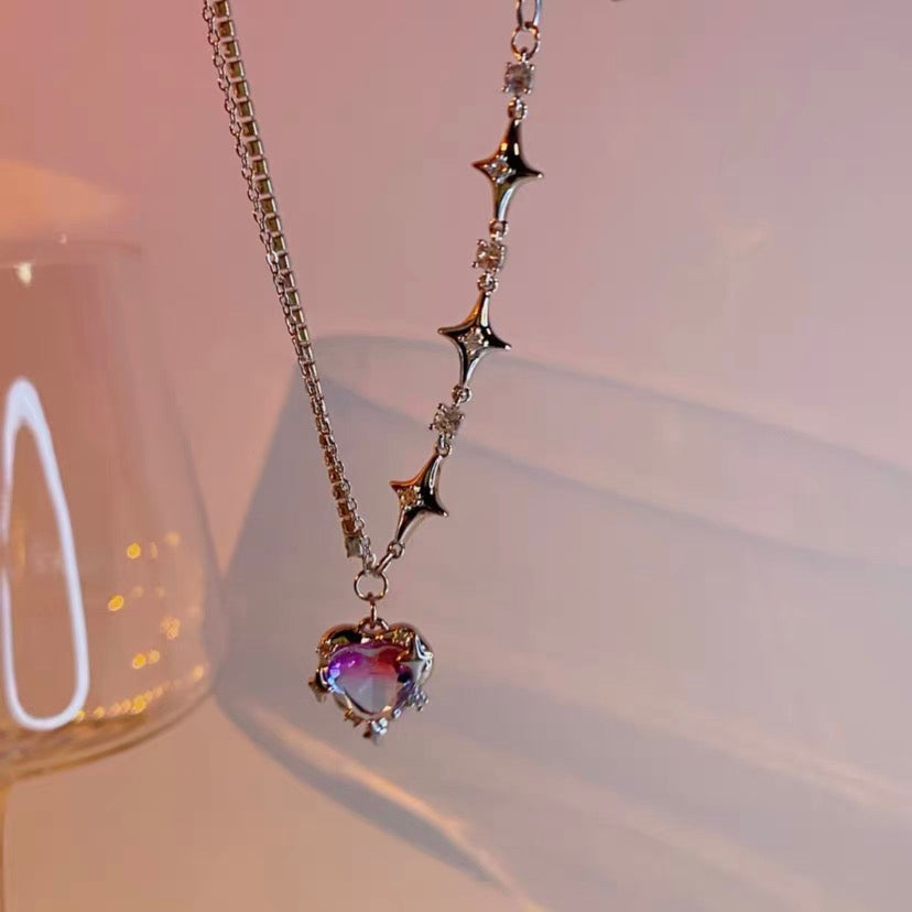 Purple Zircon Heart Necklace