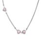 Pink Diamond Heart Necklace, y2kpink style Clavicle Chain