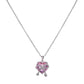 Bow Knot Pink Zircon Heart Necklace