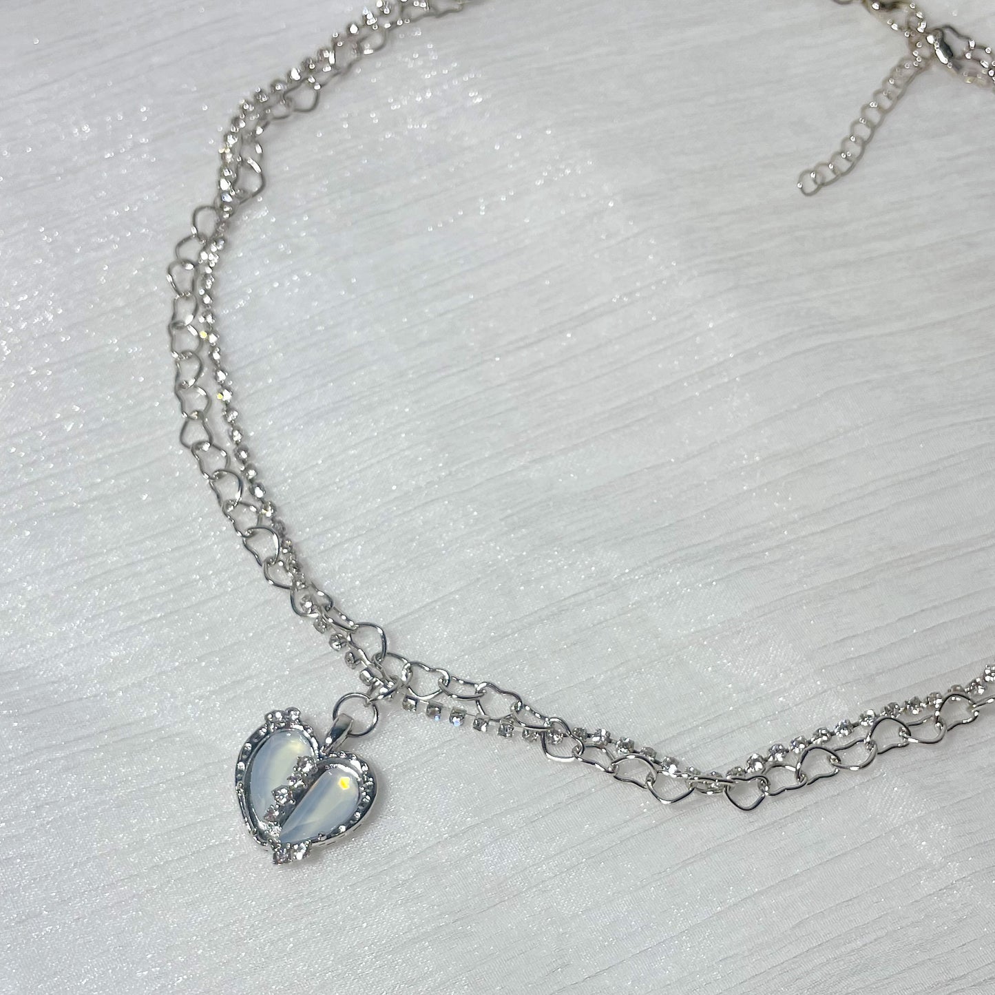 Blue Heart Zircon Double Layer Necklace