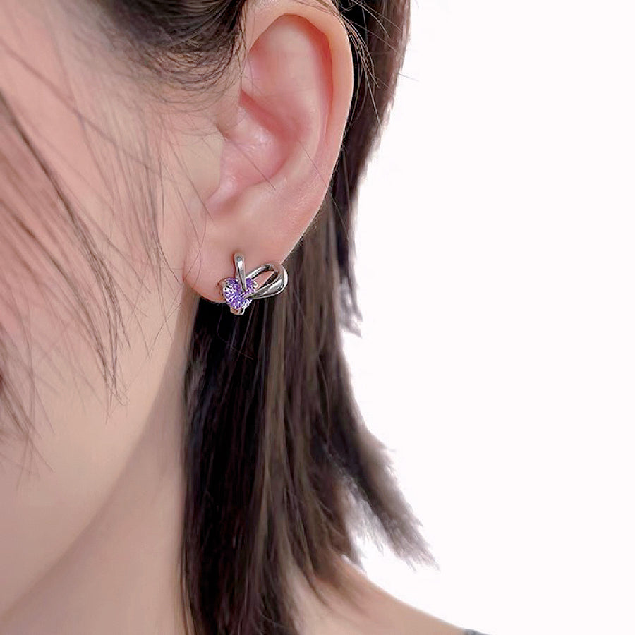 Purple Rabbit Ear Zircon Earrings