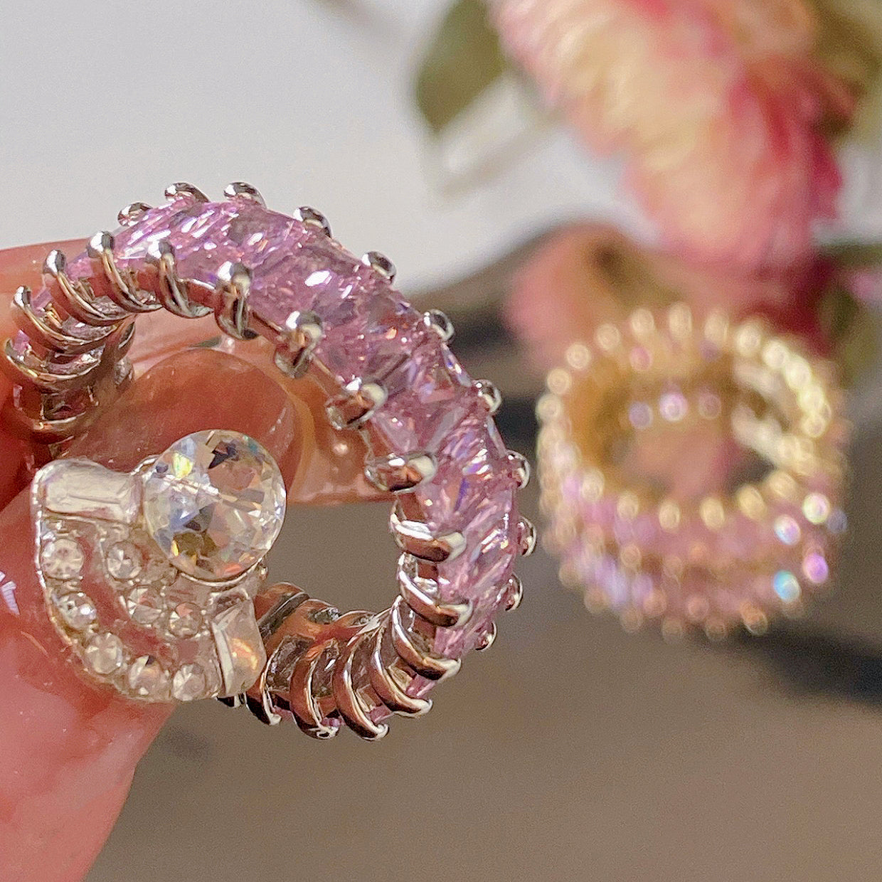 Pink Zircon Open Ring