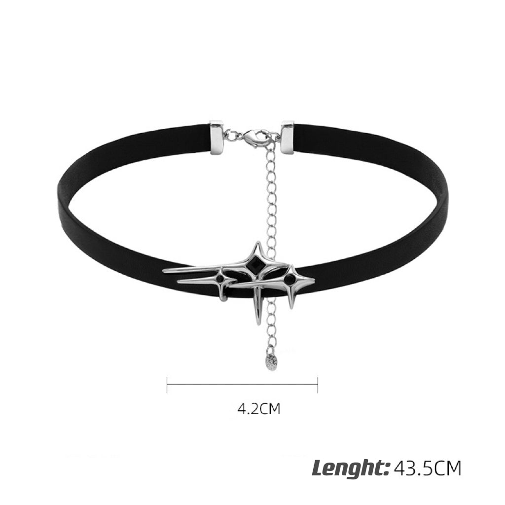 Star Zircon Leather Choker