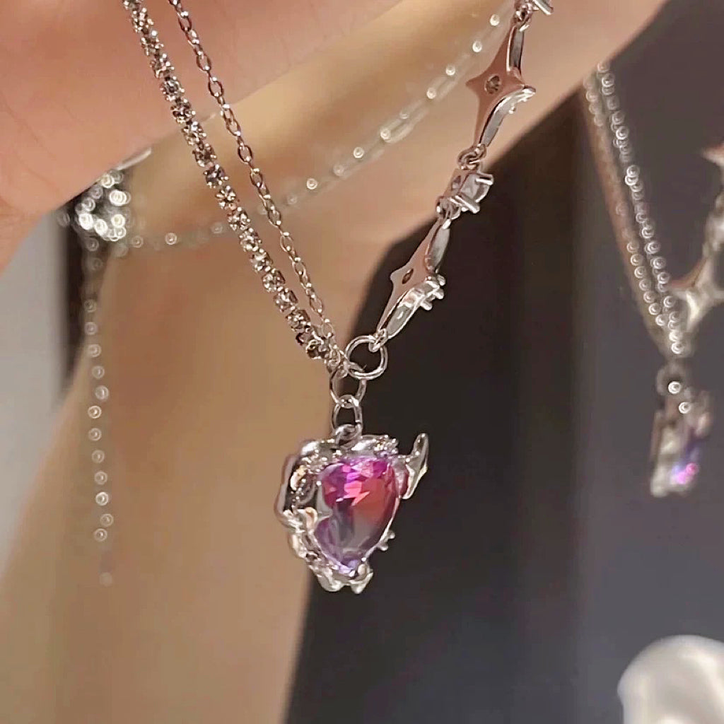 Purple Zircon Heart Necklace – sweetsprayshop