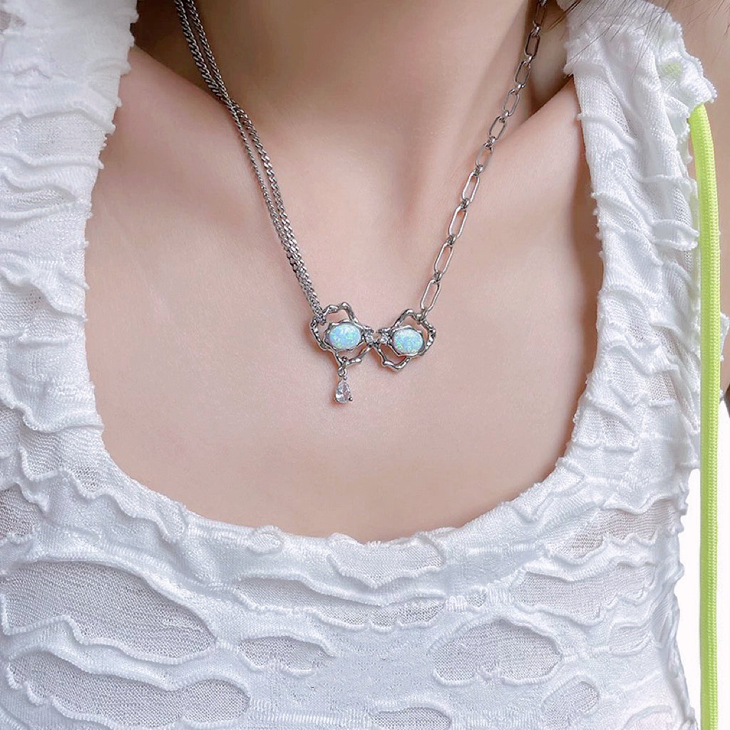 Opal Double Layer Stitching Necklace