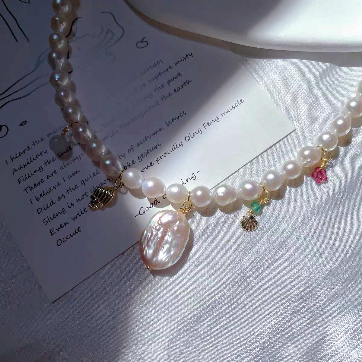 French Baroque Drop Freshwater Pearl Necklace