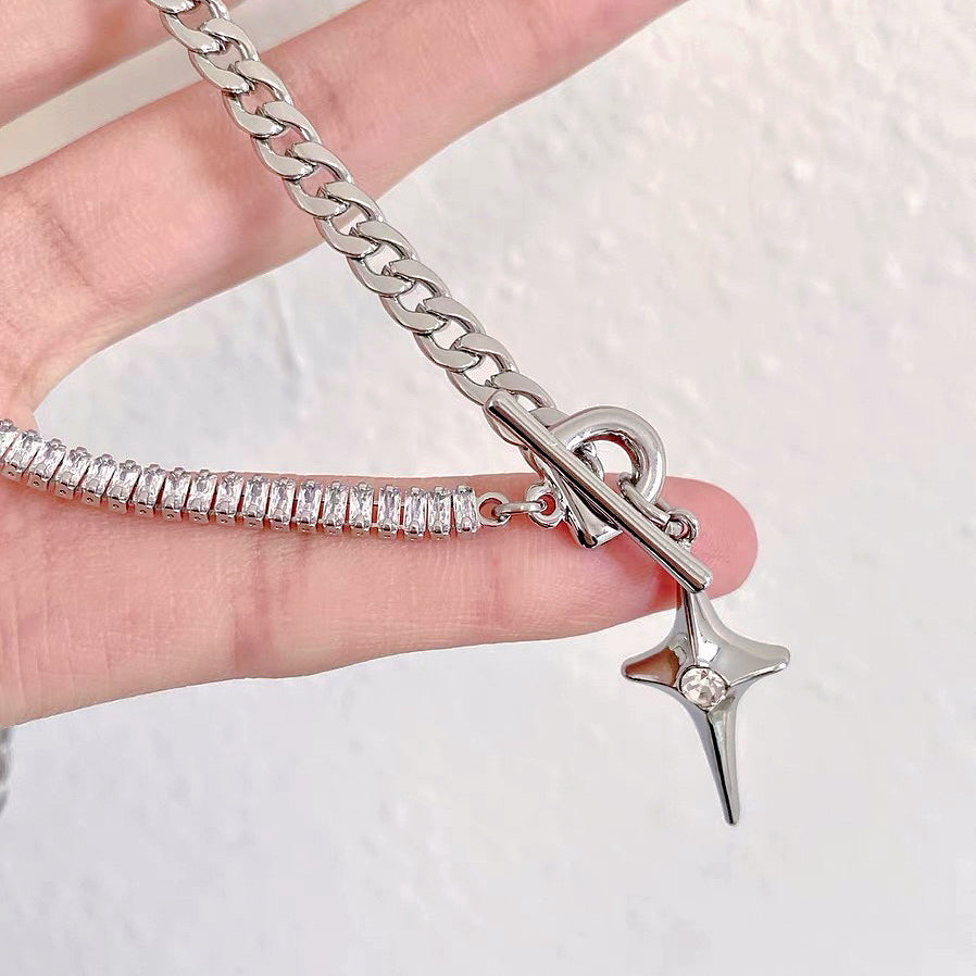 Star Mount Asymmetrical Zircon Necklace