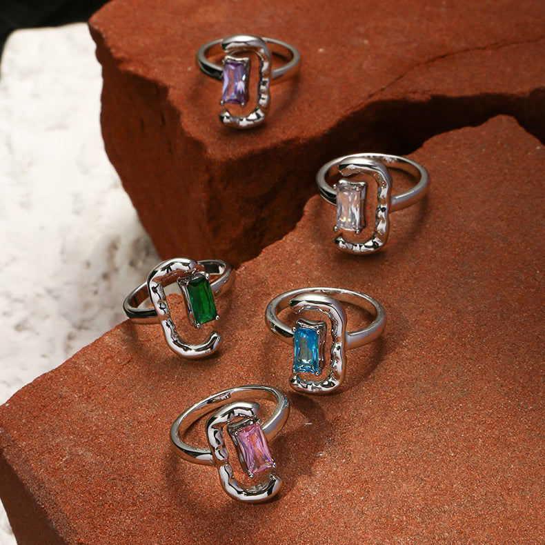 Colorful Diamond Open Ring