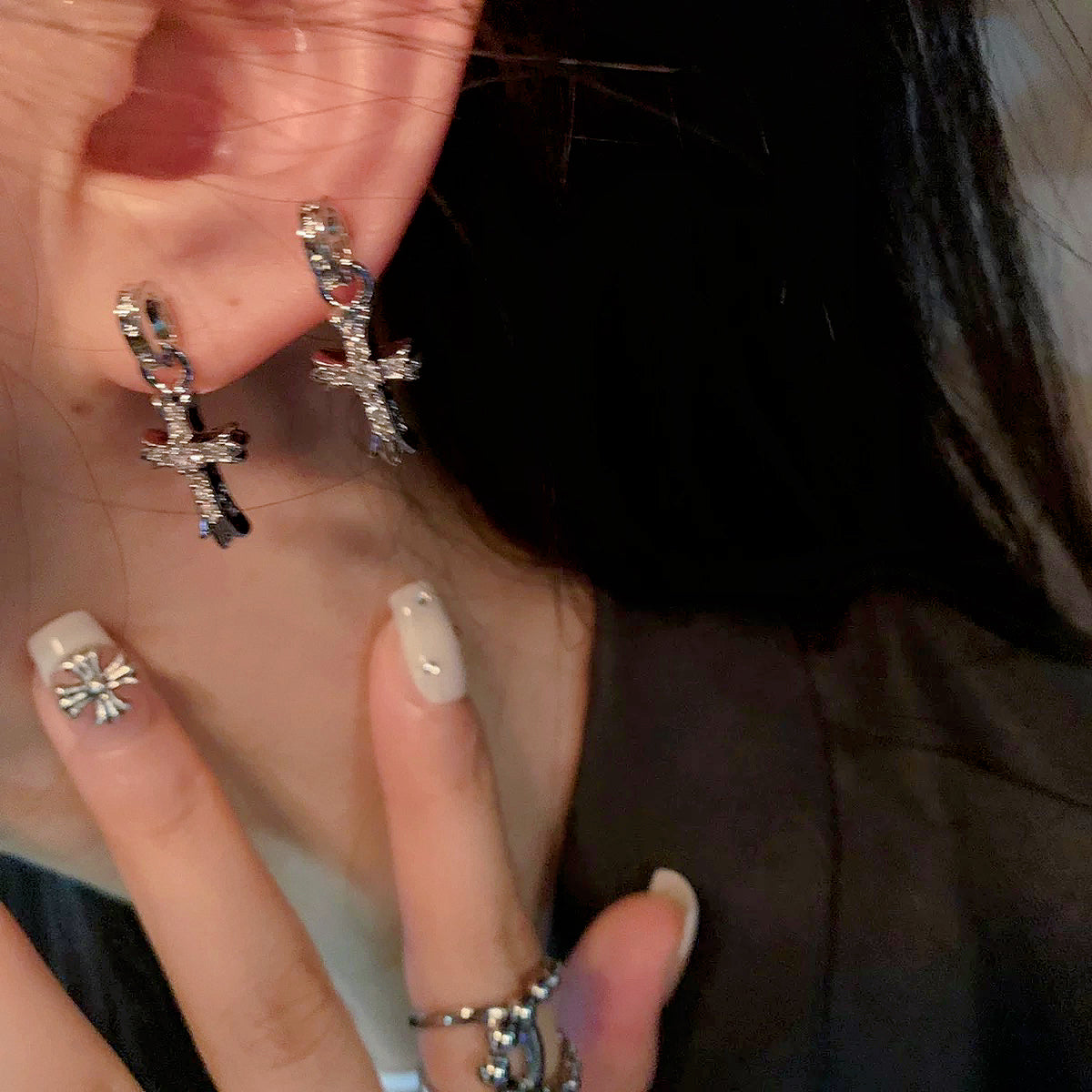 Cross Zircon Earrings