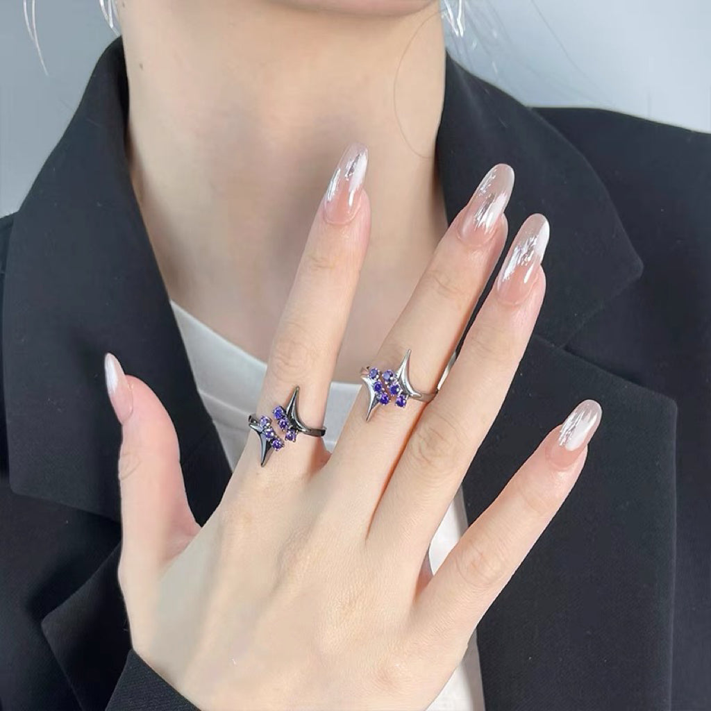 Purple Zircon Star Open Ring