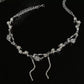 Rhinestones Tassel Flower Splicing Moonstone Necklace, Fashion Clavicle Chain