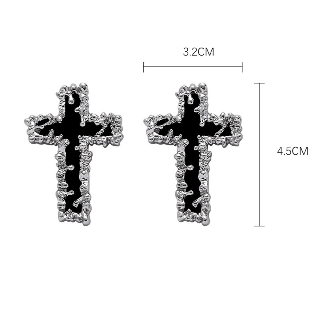 Metal Lava Cross Earring