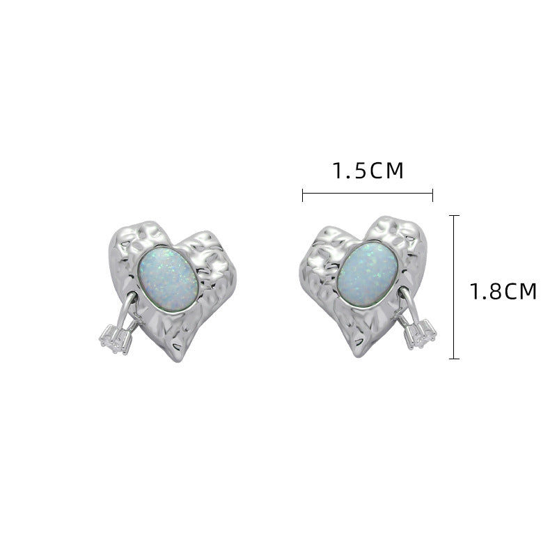 Opal Heart Earrings，Opal Diamond Earrings