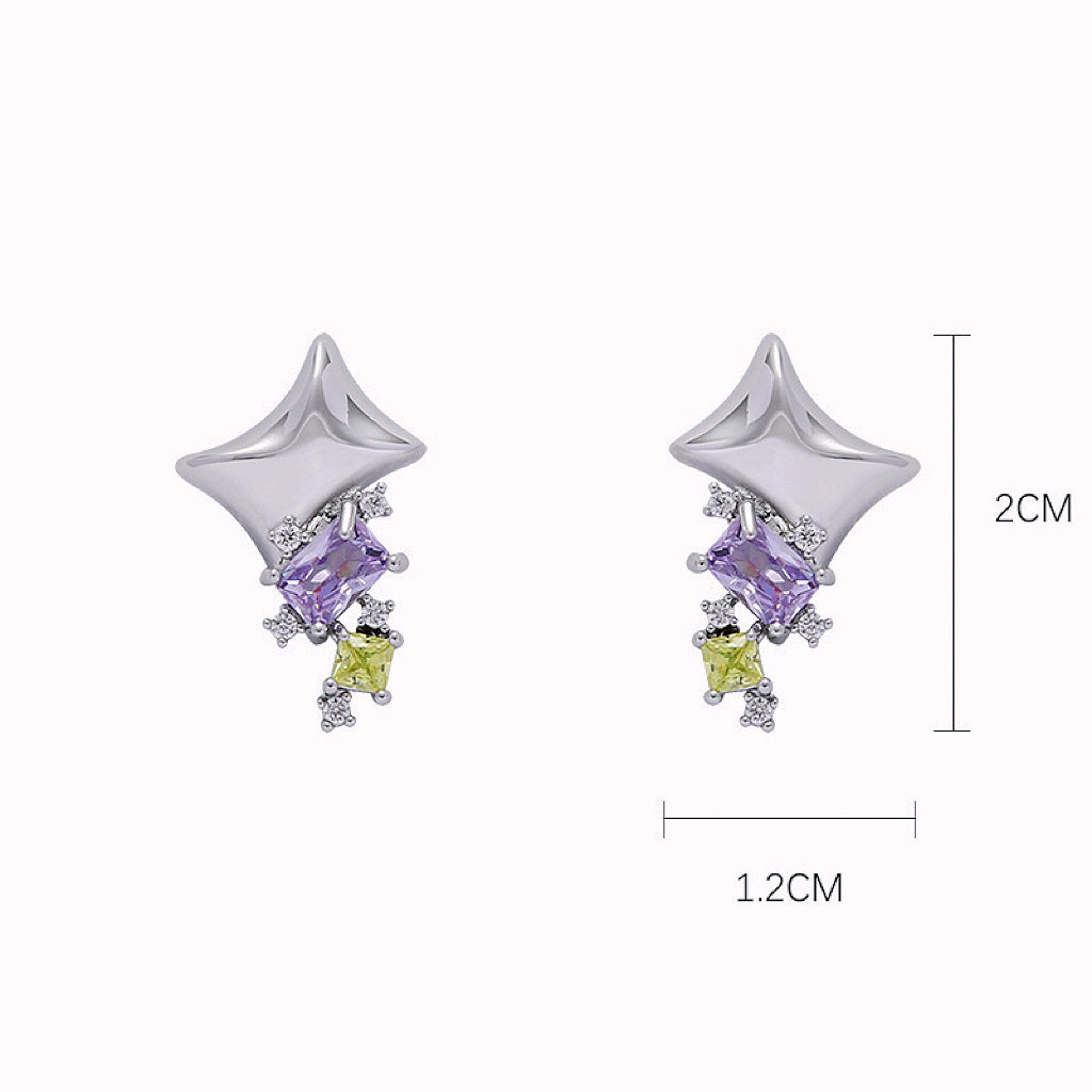 Geometric Colored Zircon Earrings