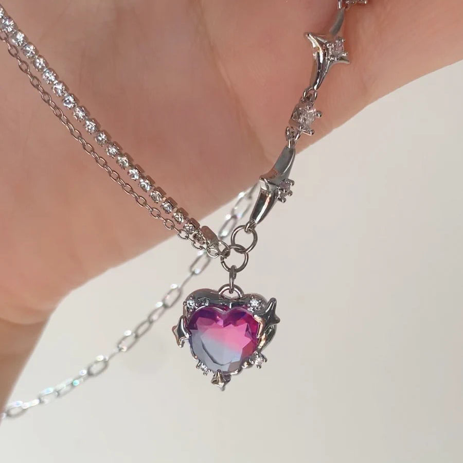 Purple Zircon Heart Necklace