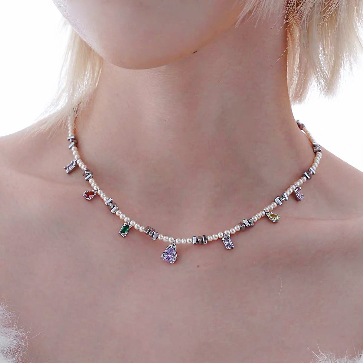 Bohemian Pearl Zircon Necklace