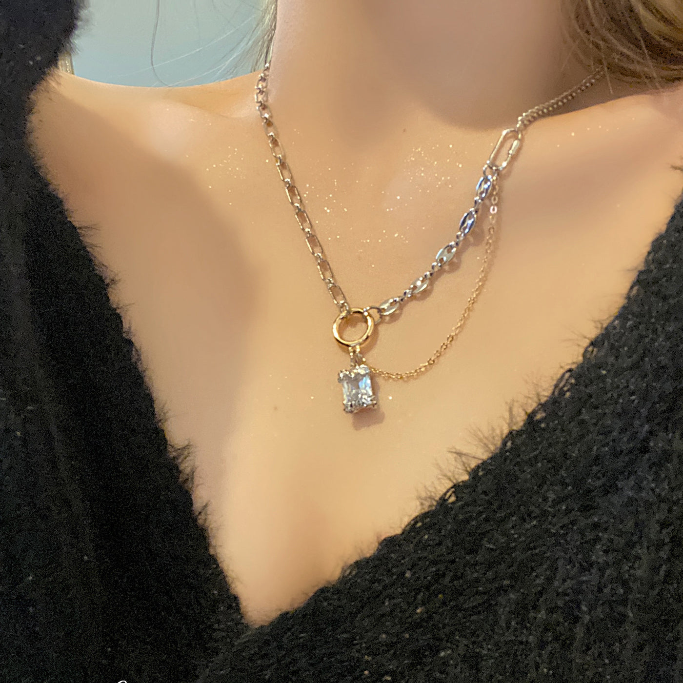 Square Zircon Necklace